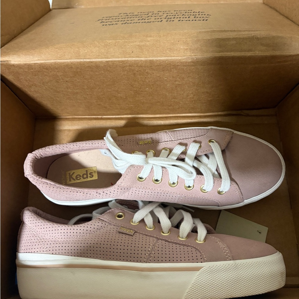 SOLD Keds Pink Perforated Platform Sneakers with White Laces